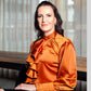 Burnt Orange Satin Ladies Blouse | Bernice