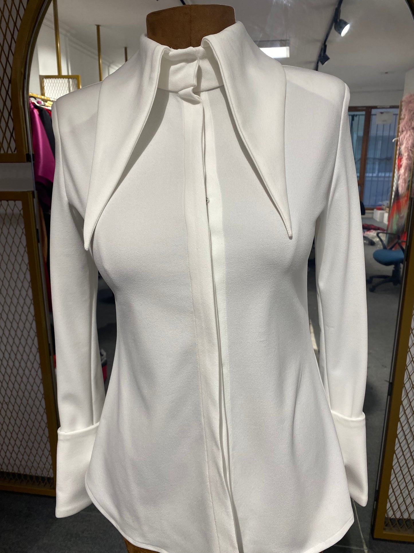 White exaggerated collar and cuffs shirt