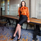 Burnt Orange Satin Ladies Blouse | Bernice