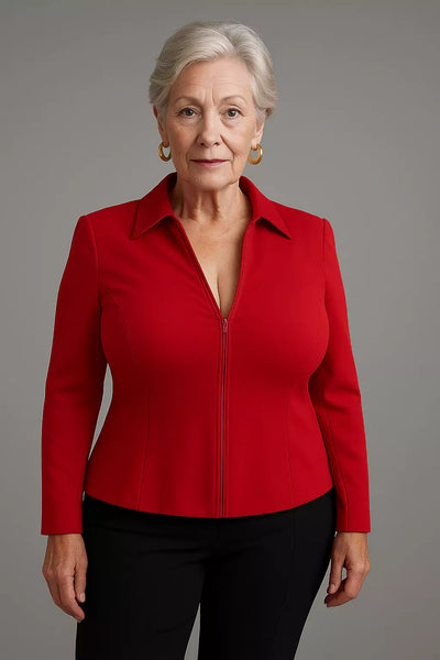 Sculpted Fit Red Zip-Up Jacket